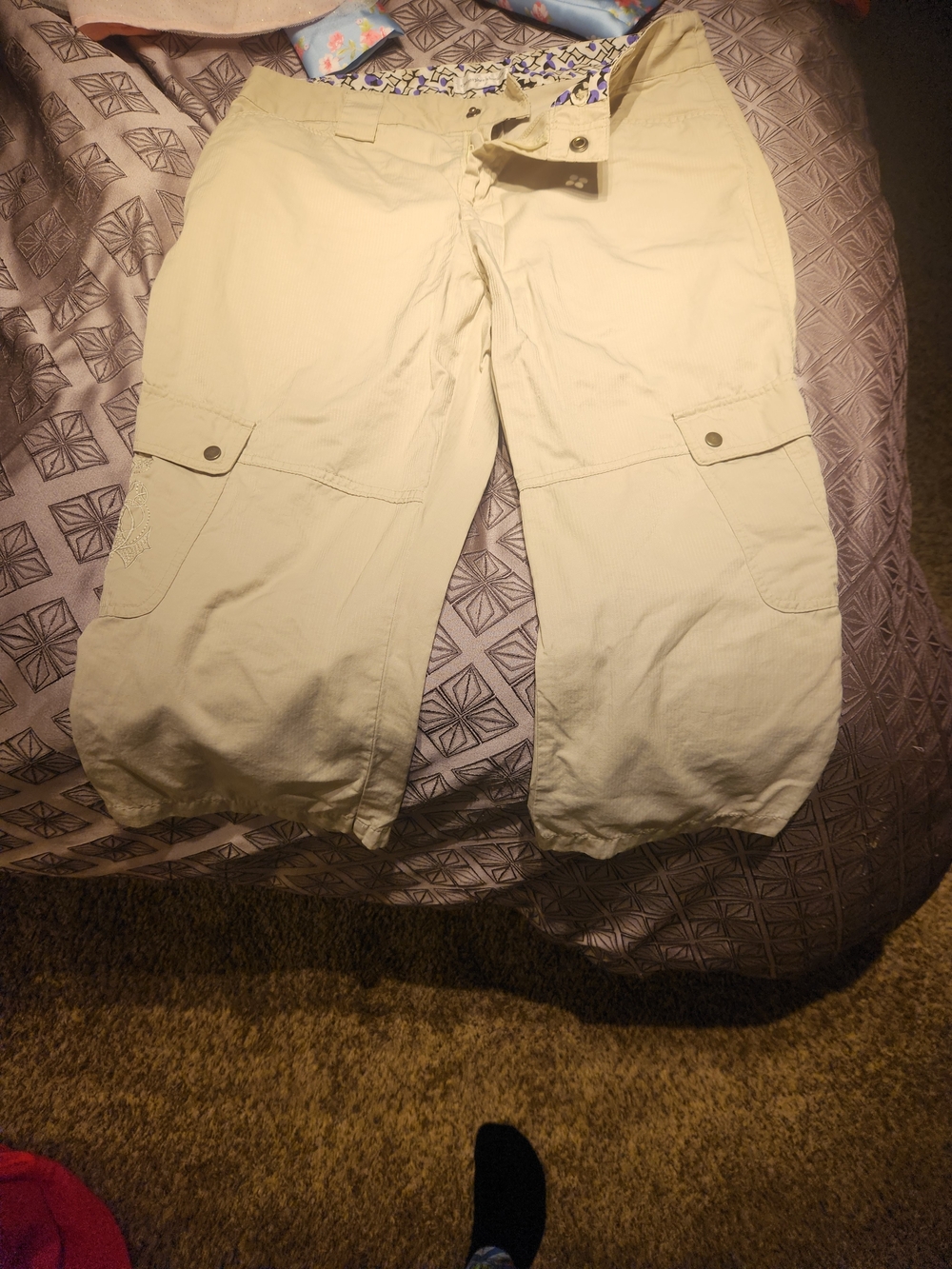 Christopher & Banks Cream Cargo Capri Pants